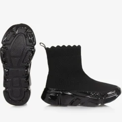 Girls Black Sock Trainers