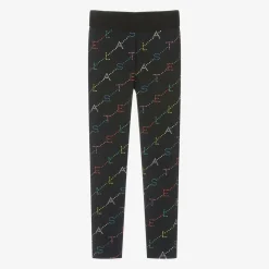 Girls Black Sporty Leggings