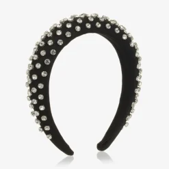 Girls Black Twill Diamanté Hairband