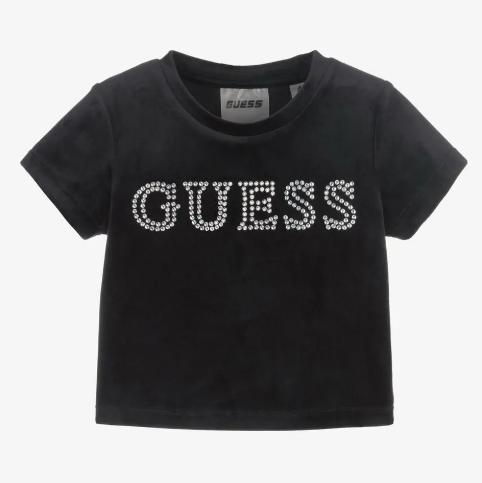 Girls Black Velour T-Shirt
