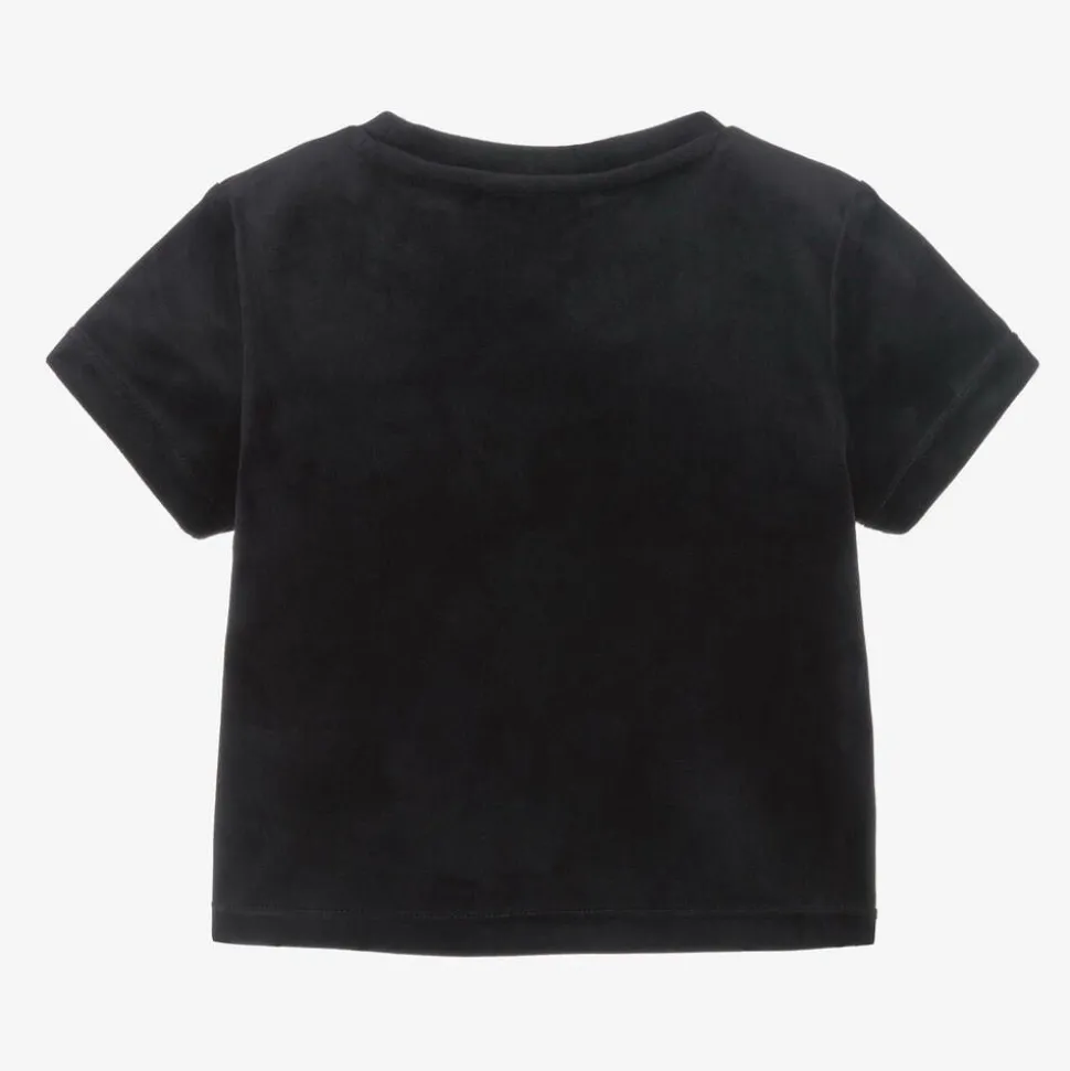 Girls Black Velour T-Shirt