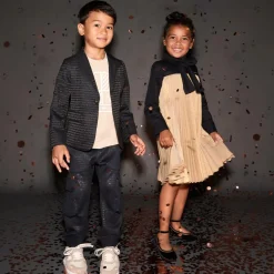 Girls Black Velvet Studded Shoes