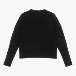 Girls Black Wool Cropped Cardigan