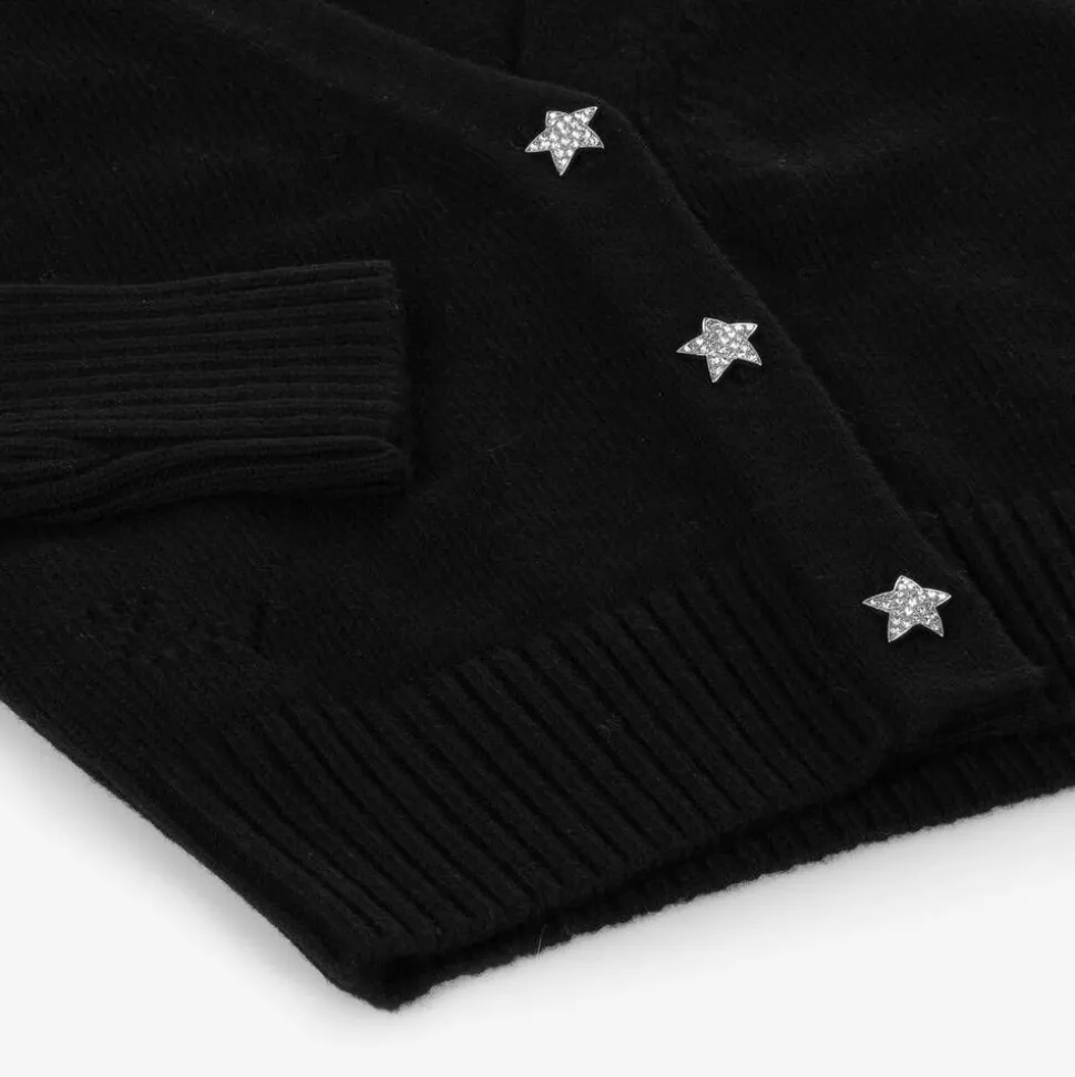 Girls Black Wool Cropped Cardigan