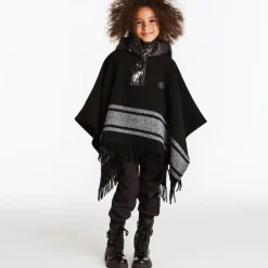Girls Black Wool Poncho