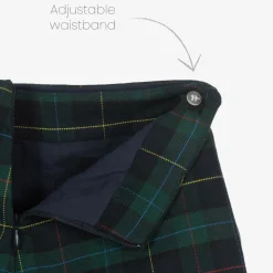 Girls Blue & Green Tartan Viscose Shorts