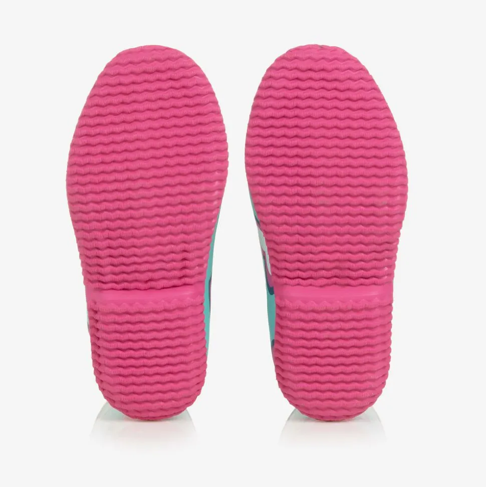 Girls Blue & Pink Heart Rain Boots