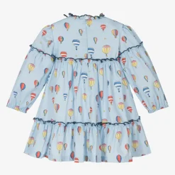Girls Blue Cotton Balloon Dress