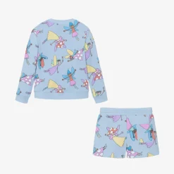 Girls Blue Cotton Fairies Shorts Set