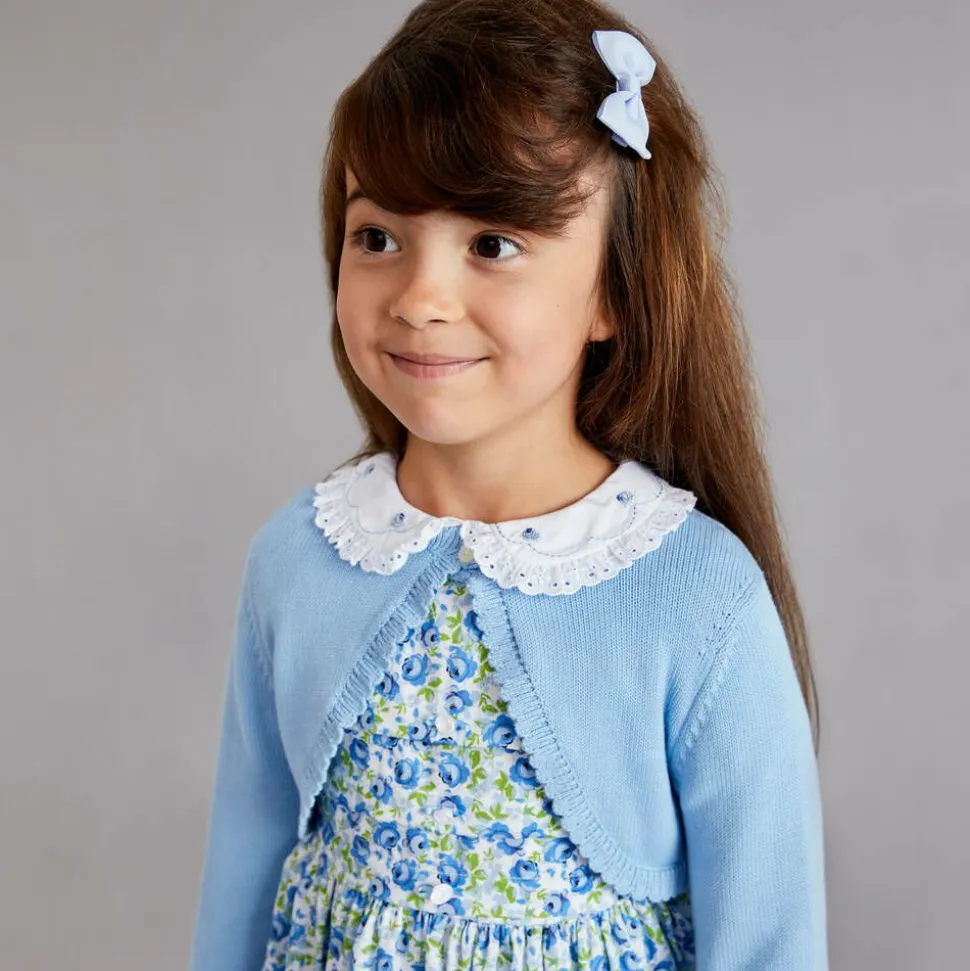 Girls Blue Cotton Knit Bolero Cardigan