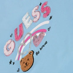 Girls Blue Cotton Sequin Top