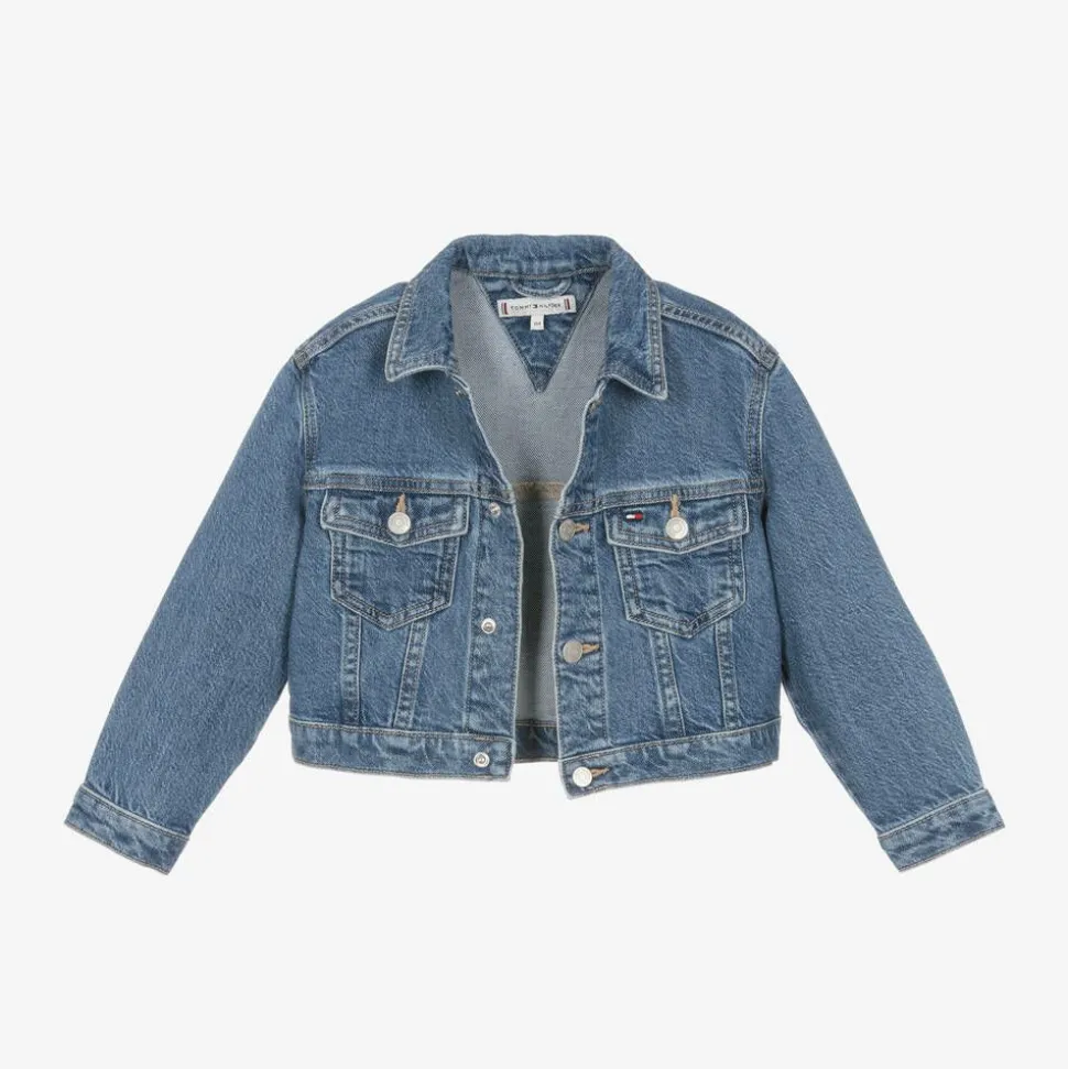 Girls Blue Cropped Denim Jacket