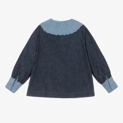 Girls Blue Denim & Chambray Blouse
