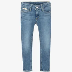 Girls Blue Denim Mid-Rise Skinny Jeans