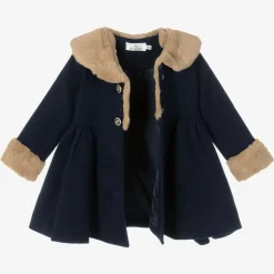 Girls Blue Faux Fur Coat & Hat