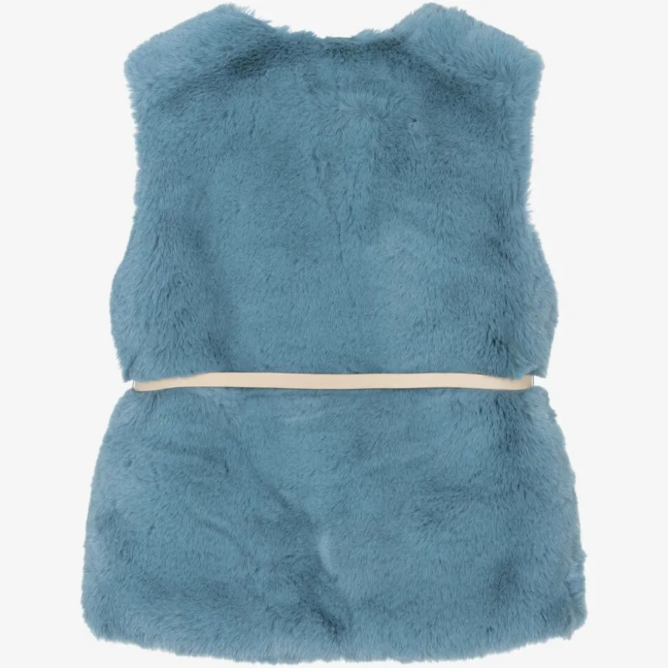 Girls Blue Faux Fur Gilet