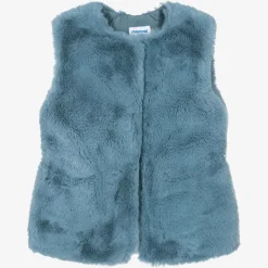 Girls Blue Faux Fur Gilet