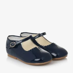 Girls Blue Faux Patent Leather Shoes