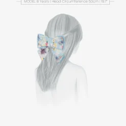 Girls Blue Floral Bow Hair Clip (14cm)