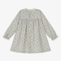 Girls Blue Floral Cotton Dress