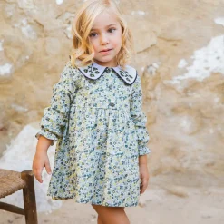 Girls Blue Floral Cotton Dress