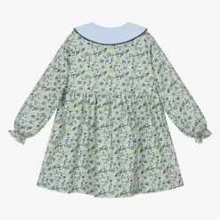 Girls Blue Floral Cotton Dress