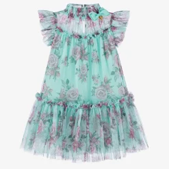 Girls Blue Floral Dress