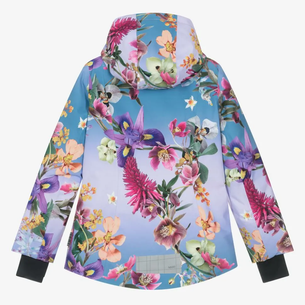 Girls Blue Floral Ski Jacket