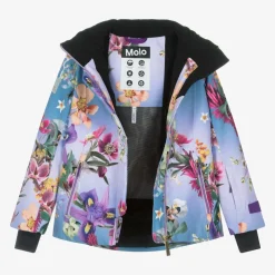 Girls Blue Floral Ski Jacket