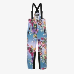 Girls Blue Floral Ski Salopettes