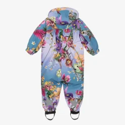 Girls Blue Floral Snowsuit