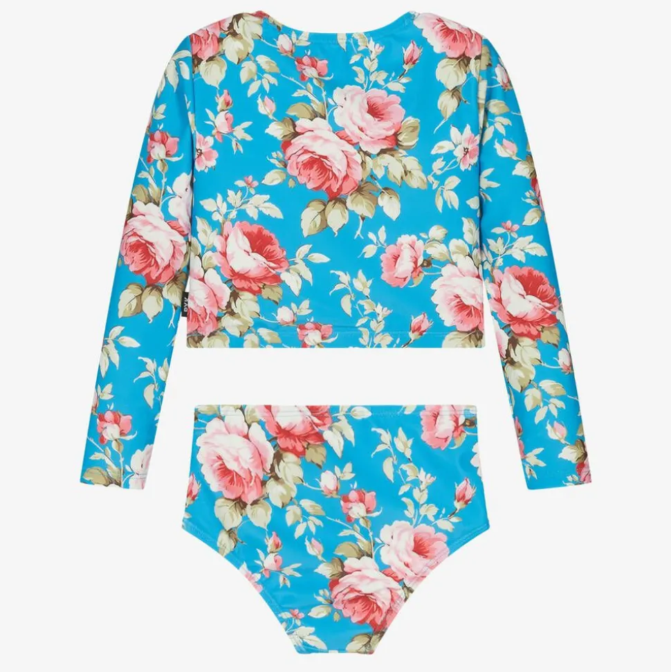 Girls Blue Floral Tankini (UPF50+)
