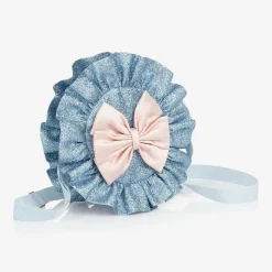 Girls Blue Glitter & Pink Bow Bag (12cm)