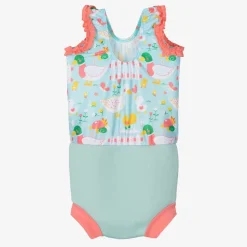 Girls Blue Happy Nappy Swimsuit (UPF50+)