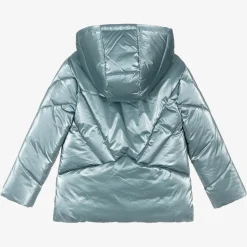 Girls Blue Hooded Puffer Jacket