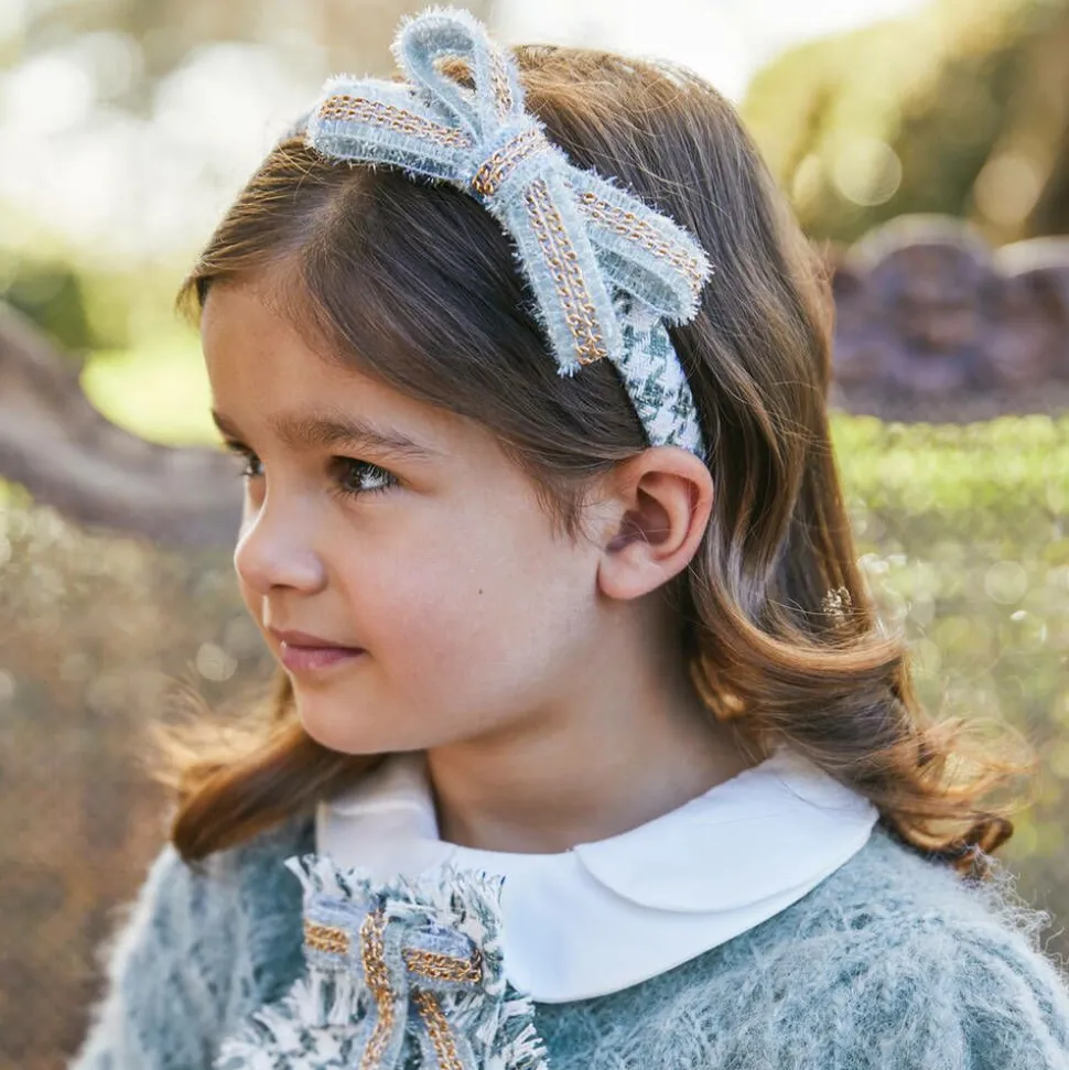 Girls Blue Houndstooth Sparkle Hairband