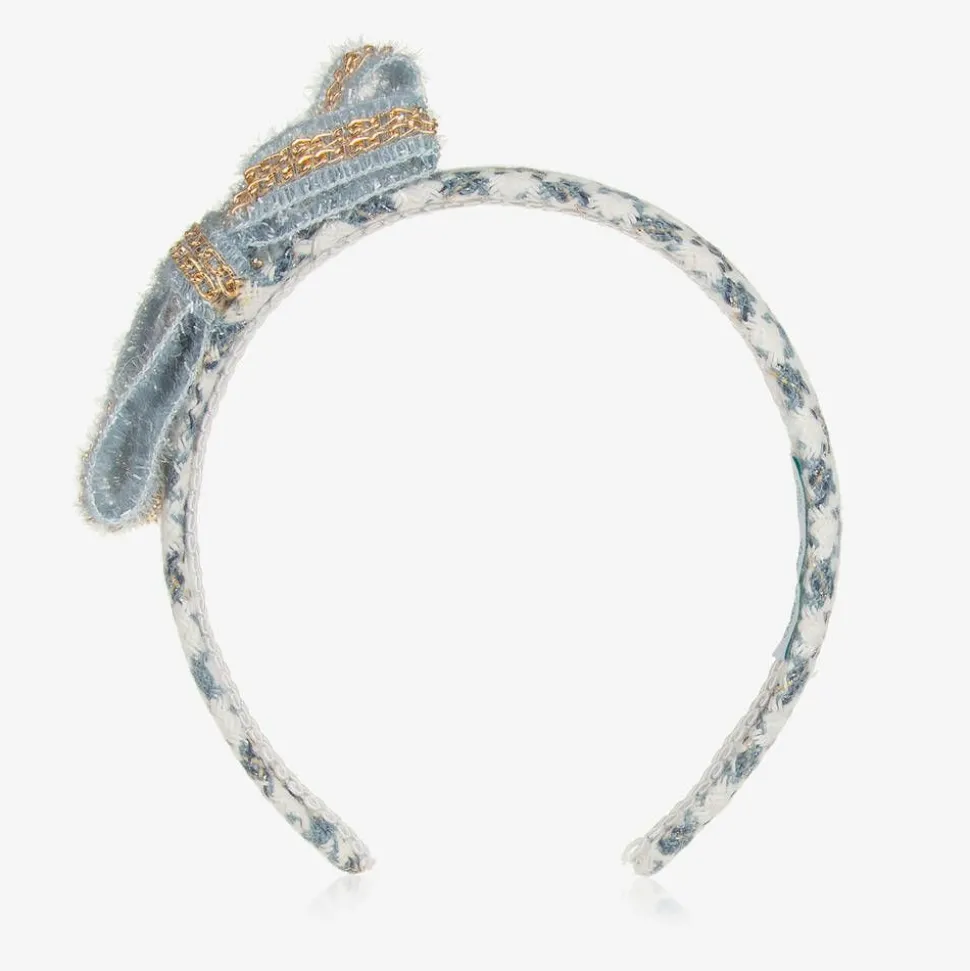 Girls Blue Houndstooth Sparkle Hairband