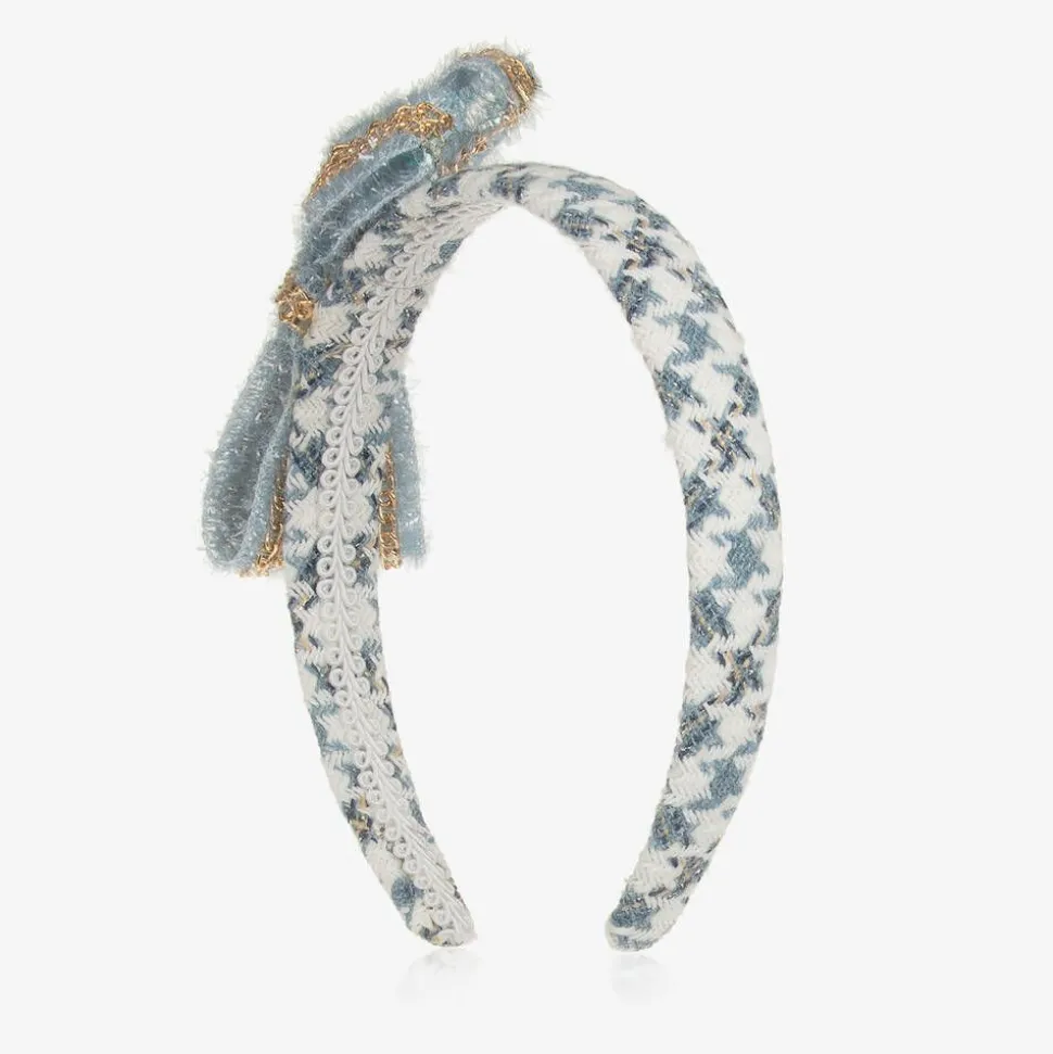 Girls Blue Houndstooth Sparkle Hairband