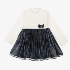 Girls Blue Lace Plush Dress