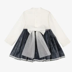 Girls Blue Lace Plush Dress