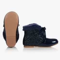 Girls Blue Leather Boots