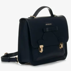 Girls Blue Leather Satchel (34cm)