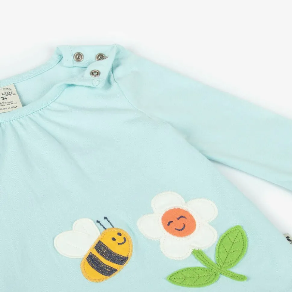 Girls Blue Organic Cotton Floral Leggings Set