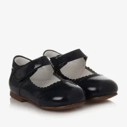 Girls Blue Patent Bow Shoes