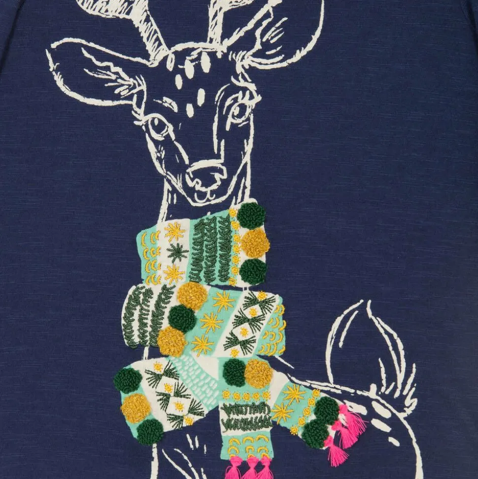 Girls Blue Reindeer Top