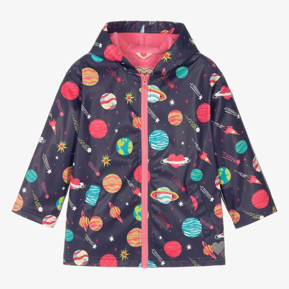 Girls Blue Space Print Raincoat