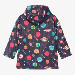 Girls Blue Space Print Raincoat