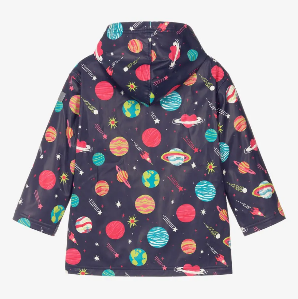 Girls Blue Space Print Raincoat