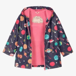 Girls Blue Space Print Raincoat