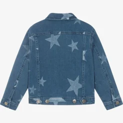 Girls Blue Star Print Denim Jacket